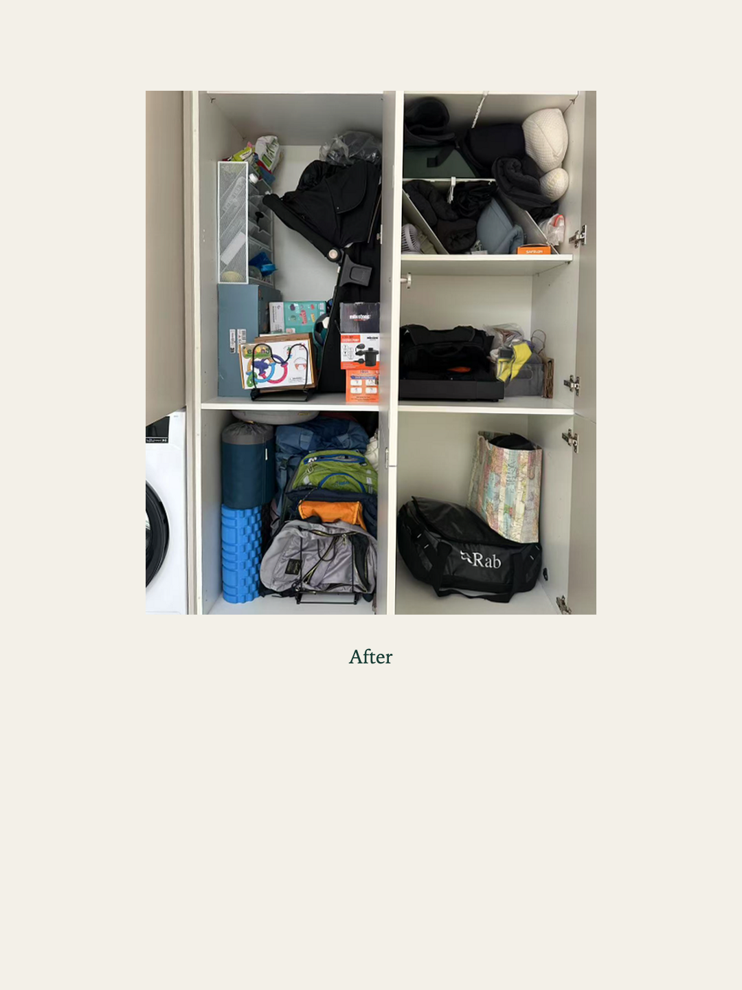 The two cabinets after 1.5 hours of organising