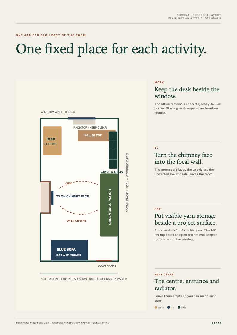 Living-room plan page 4 of 8: floor plan with separate activity zones
